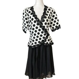 VTG Sameul Scott 2 Pc Skirt and Jacket Polka Dots, Full Skirt Sz14